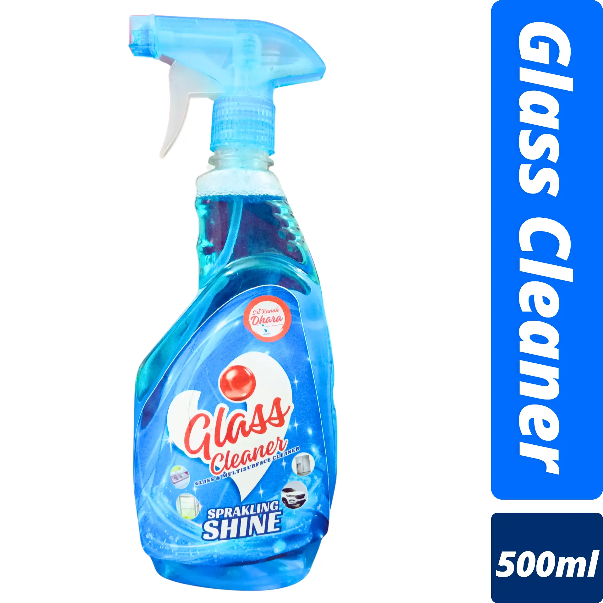 Sri Kanak Dhara Glass Cleaner — Sparkling Shine Spray 500 ml pack for streak-free mirror shine and sticker gum removal